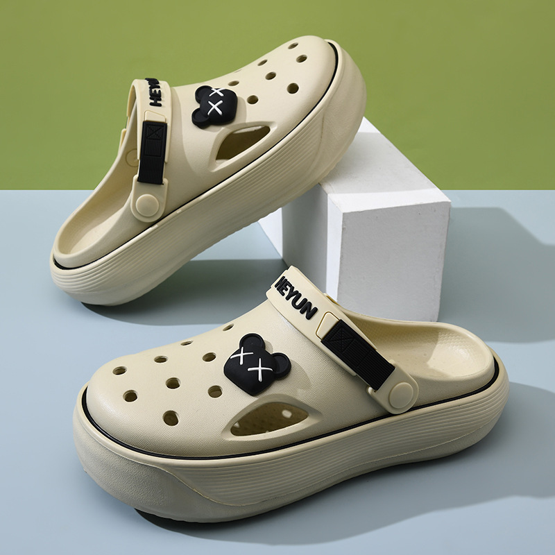 Croc Shoes Women's 2025 Summer New Thick-Soled Outer Wear Baotou Drag Nurse Fashion Versatile Comfortable Non-Slip Sandals