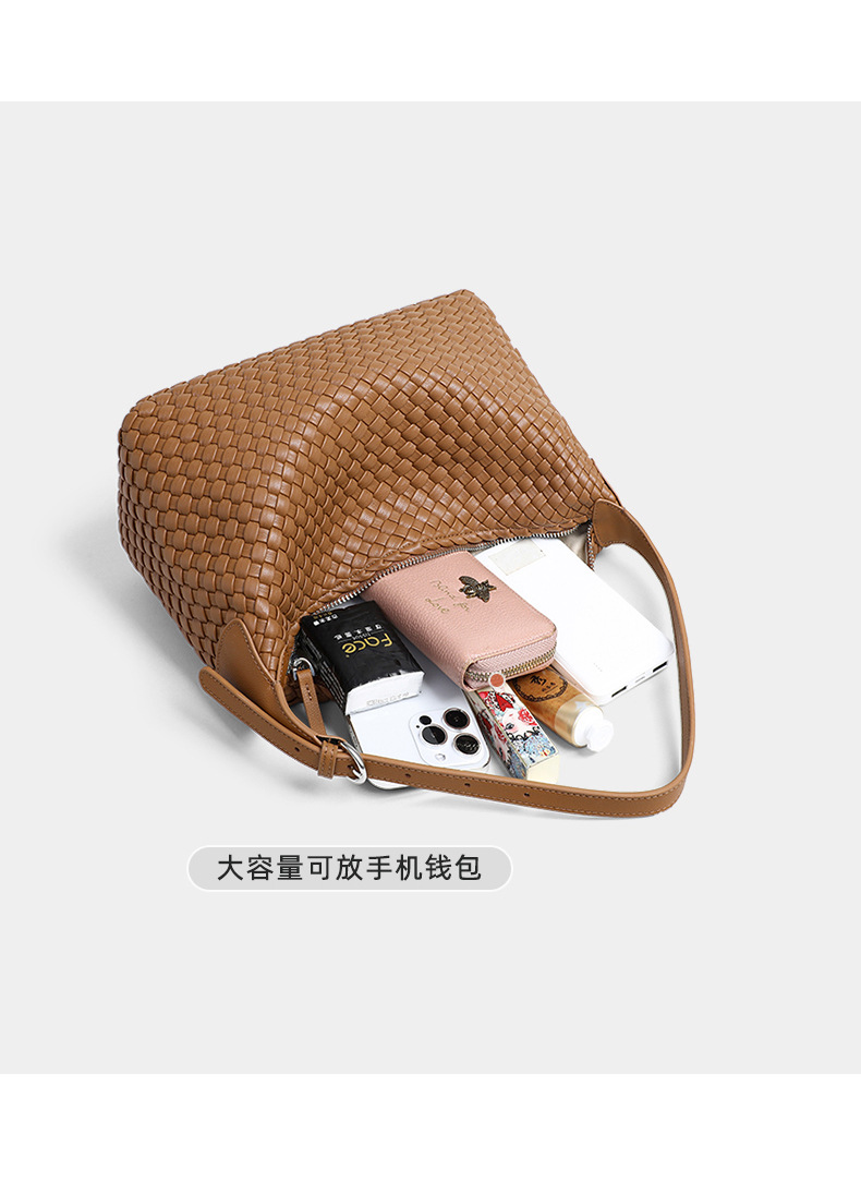 Túi tote nữ cỡ lớn đeo chéo kiểu vintage handmade dệt — màu nâu, màu trắng ngà, màu tím hoa cà chi tiết 28