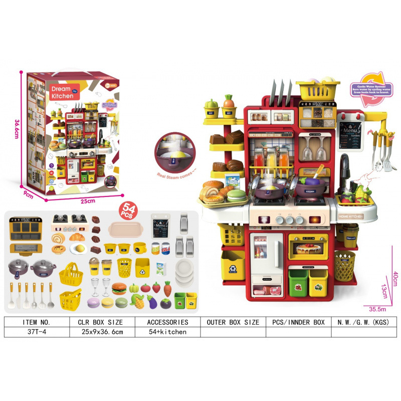 Comercio exterior para niños multifuncional grabación de pulverización de agua mesa de cubierta de cocina familiar cocina juego de juguetes de barro colorido