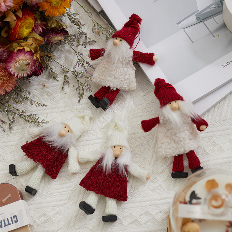 Papá Noel muñeco de nieve fieltro peluche pequeño colgante en caja boutique colgante del árbol de Navidad regalo