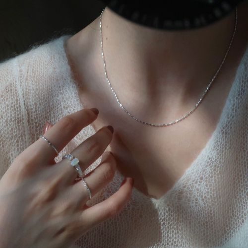 韩版s925银波光粼粼项链女轻奢小众裸链锁骨链简约气质冷淡风颈链