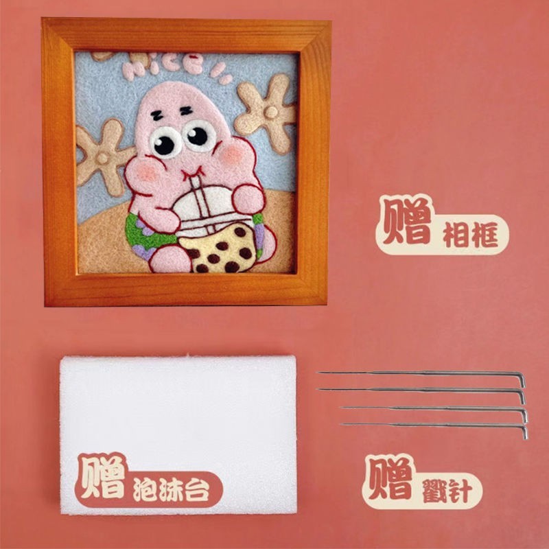 手作り羊毛フェルトスタンプ絵画インターネット有名人人気おもちゃ女の子幼稚園誕生日|undefined