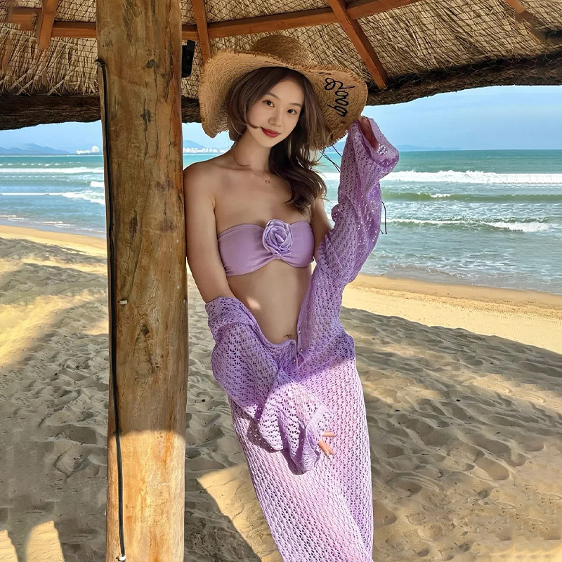 2025 nuevo estilo tailandés traje de baño blusa falda larga bikini sexy dividido traje de baño de vacaciones de alta gama traje de baño femenino