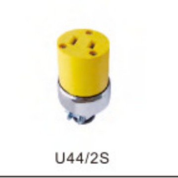 源头工厂制造美规工业插头母插U44/2S-125V 外壳镀铬