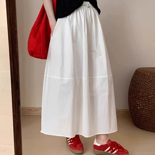 白色超好看长款裙子女2026新款夏季薄款慵懒垂感小个子花苞半身裙