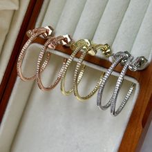 S925银针跨境镶锆钉子耳环明星同款C型耳环简约轻奢造型真金电镀