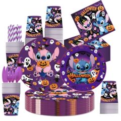 新しいハロウィンステッチテーマパーティー装飾食器ステッチリロとスティッチ紙皿ティッシュペーパーカップ
