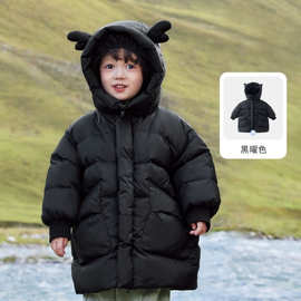 男童羽绒服冬季2023新款女童冬装加厚中长款儿童装宝宝白鸭绒外套