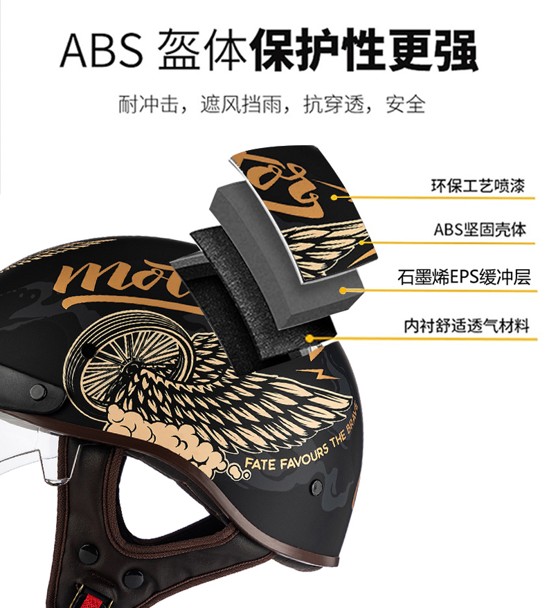 Cruise Motorcycle Half Helmet Retro Winter Men's Women's Motorbike Helmet