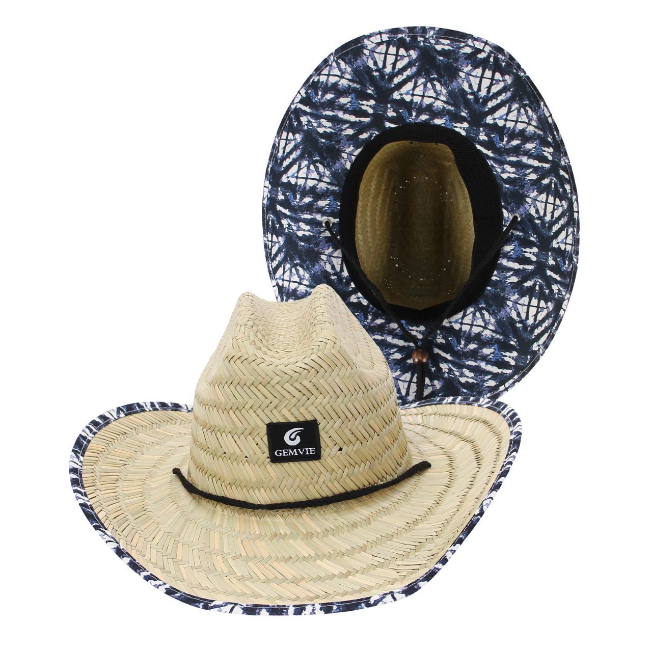 Klassischer Damen-Strohhut, Sommer-Strandhut mit breiter Krempe und Applikationsdruck, Sonnenschutz, ideal für Strand und Freizeit_voghion.com