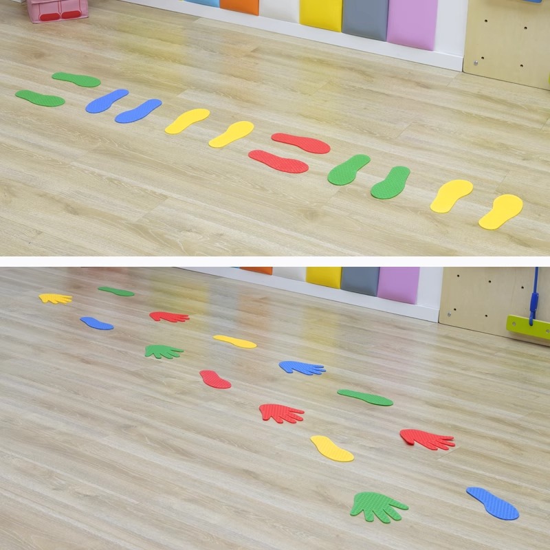 huellas de manos huellas de pies sensoriales juego de entrenamiento de equilibrio táctil almohadilla de salto juguete para niños mano y pie y equipo de palma