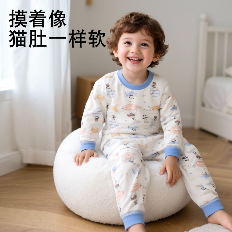 2025新款儿童纯棉内衣套装秋冬男女童长袖秋衣秋裤a类睡衣保暖衣|undefined