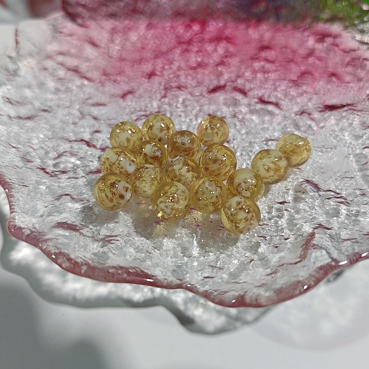 Cuentas de vidrio de arena de oro luminoso perlas sueltas cuentas redondas de cristal accesorios de la joyería de bricolaje pulsera material pulsera de cuentas