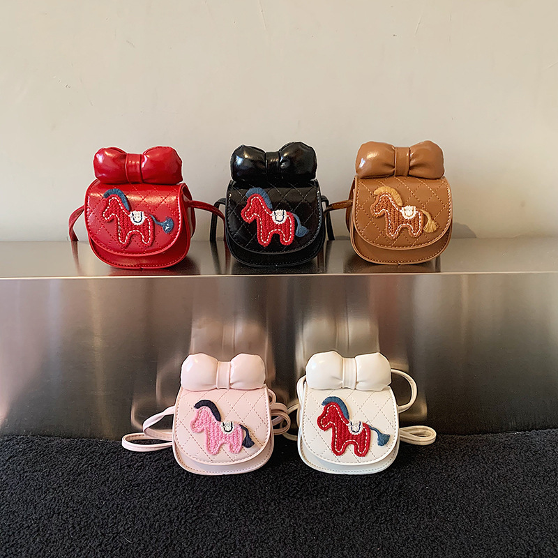 Cartoon pony pegado bolso de hombro para niños y niñas, mini lindos bebés mochilas, bolsos de arco extranjero, bolsos para niños