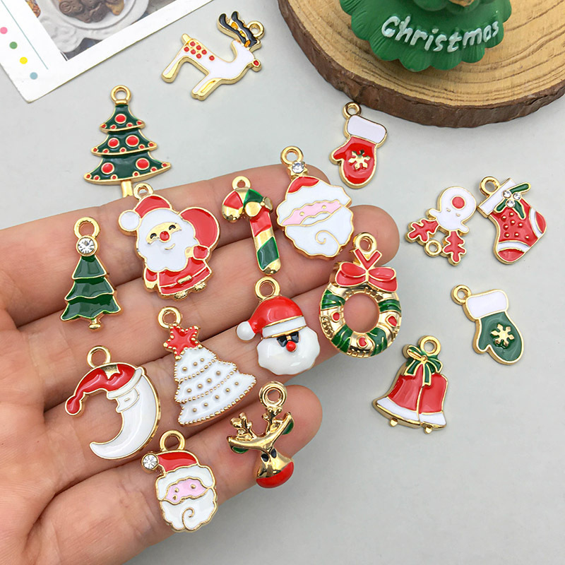 20個のクリスマスシリーズのアニメサンタクロースの油を混ぜた合金ペンダントdiyアクセサリー|undefined