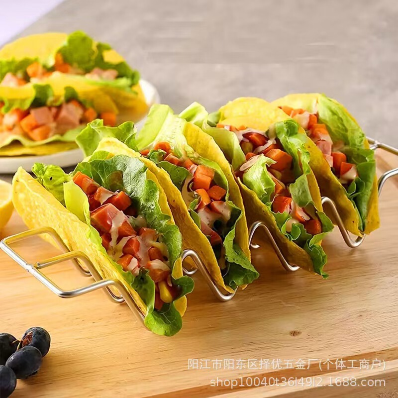 304 Stainless Steel W-Shaped Taco Rack, Mexican Burrito Holder, Corn Roll Stand, Rust-Proof and Easy to Clean for Kitchen Use