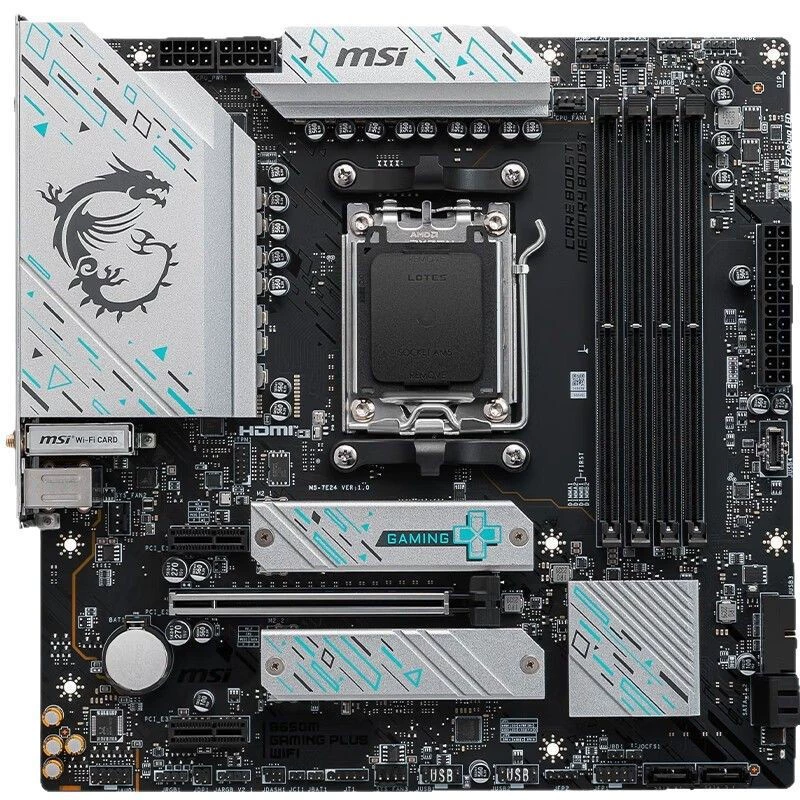 Материнская плата MSI B650M GAMING PLUS WIFI, совместима с процессорами AMD AM5 7500F/7600X