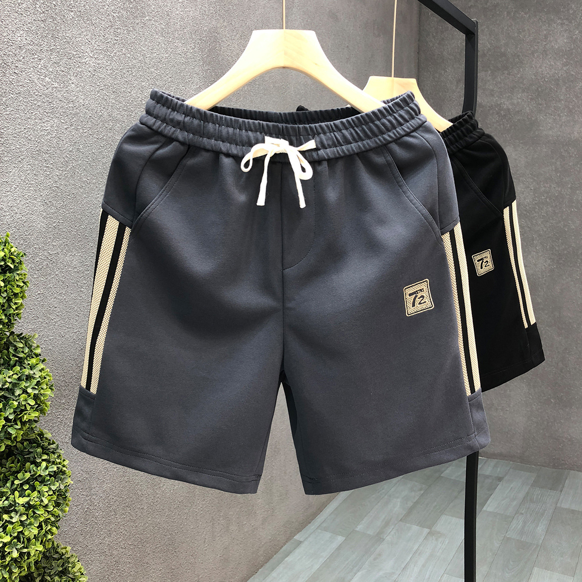 Men's Clothing Men's Black Casual Shorts Trendy Summer Five Point Pants Fashionable Outerwear Sports Style Casual Beach Sports Shorts_viptrois.com