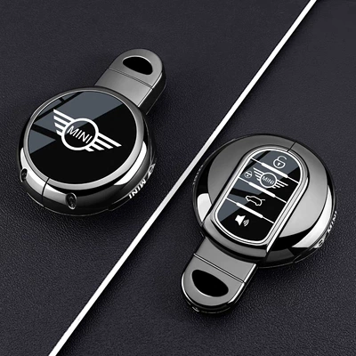 Suitable for Bmw Mini Country Key Cover Mini Shell Man Bag Cooper Buckle F54F55F56F60 Men and Women (Static Rod/Key Bag) - gun-black-single-shell