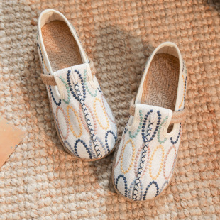 2021 New stitch embroidered cloth shoes DX-20 craft color matching linen shoes beef tendon sole breathable shoes for women