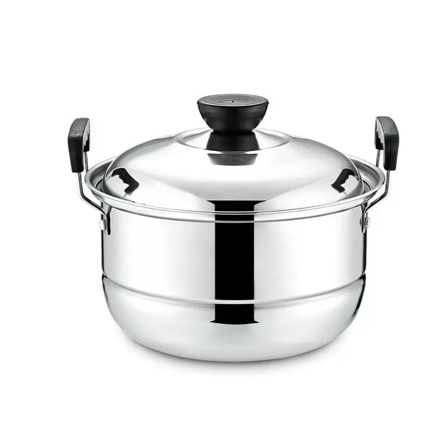 双柄汤锅不锈钢大号蒸锅双层加厚蒸笼家用蒸煮锅电磁炉煤气可用