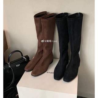 现货~葡萄妈studiolee德鲁纳日记~时髦小方头百搭后拉链显瘦