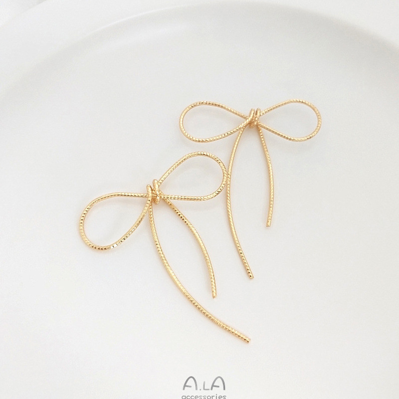 Hand-Wound Bow Frame 14K Gold-Filled Color-Preserving Handmade DIY Earrings Pendant Pendant Jewelry Pendant Accessories