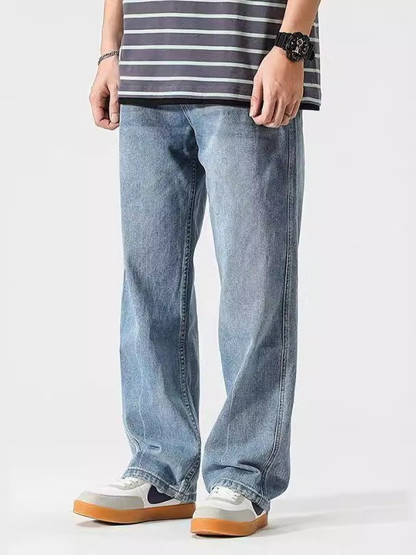 Jeans Rectos y Holgados para Hombre de Mezclilla de Algodón image 4