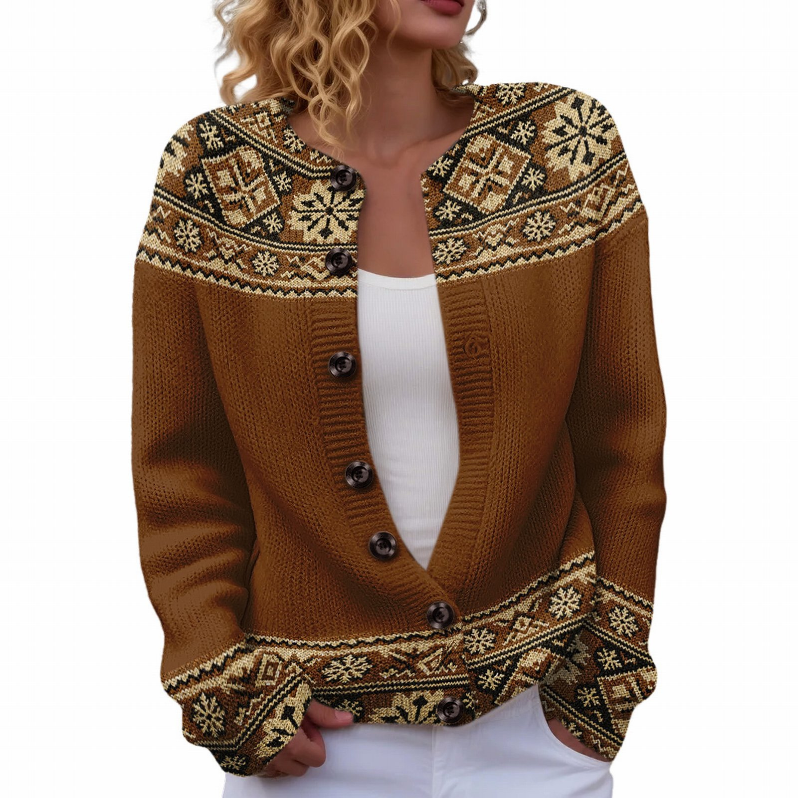 Tx-Yk01-Round Neck Cardigan 3D Digital Printed Sweater