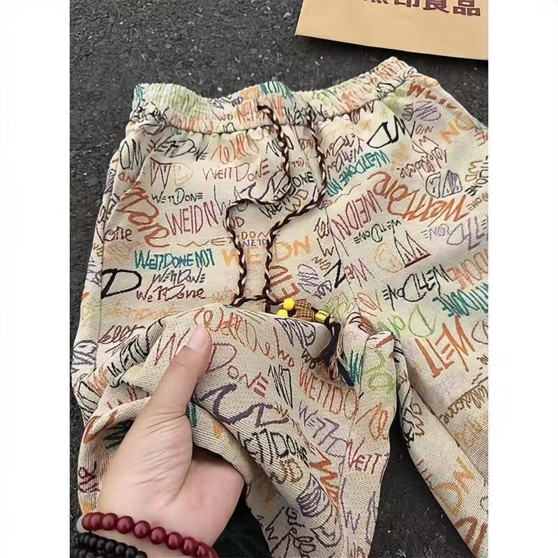 Dopamine Graffiti Shorts Men's Summer American High Street Hip-Hop Five-Point Pants Loose Straight Hawaiian Casual Mid-Pants