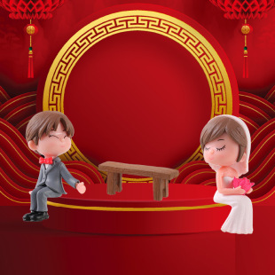 Micro Landscape Cartoon Cute Stool Couple Doll DIY Landscaping Decorations Accessories PVC Cake Car Small Ornaments