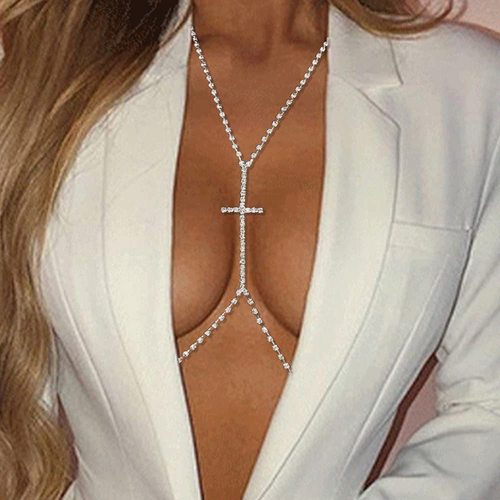 Cross-border new accessories Simple cross chest chain European and American fashion chain chest chain body chain