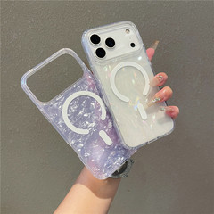 苹果17手机壳贝壳纹适用iphone17promax闪粉磁吸壳17Air保护套ins