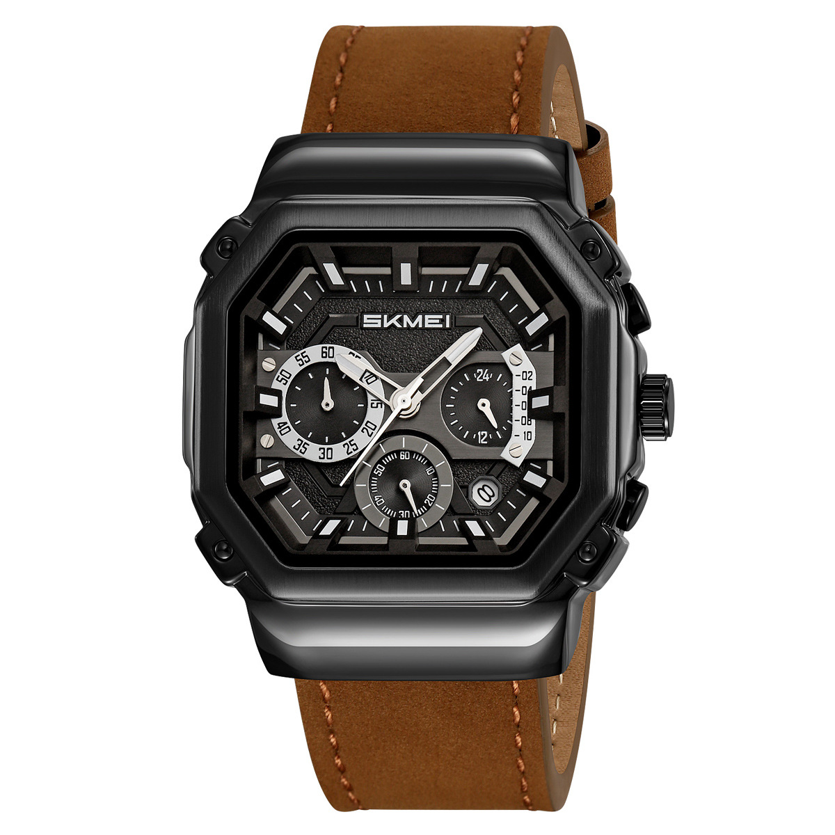 Momento de la belleza octogonal cuadrado hombre reloj de cuarzo multifuncional transfronterizo retro correa relojes de pulsera hombre fábrica al por mayor spot