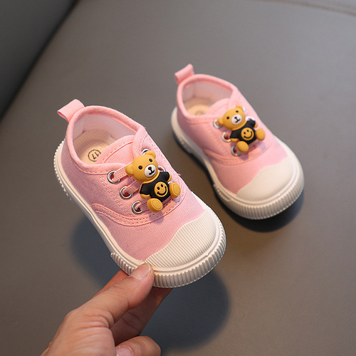  Spring and Autumn Baby Shoes Cartoon Bear Soft Sole Toddler Shoes Men's and Women's Shoes Infant Shoes Canvas Shoes
