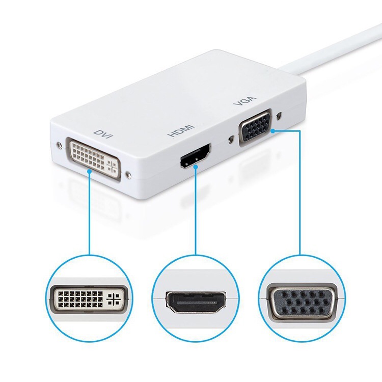 Lightning Mini DP to VGA HDMI DVI Mini DP 1080P Tri-Function Converter DisplayPort