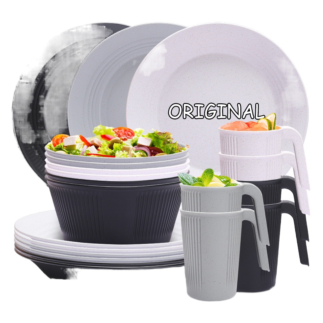 Juego de Vajilla para Ensalada y Filete de Paja de Trigo Apto para Microondas para Hogar