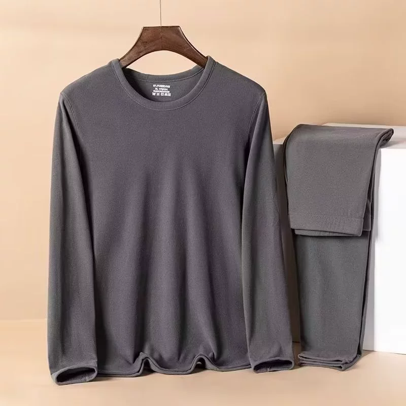 Мужская Delong Термобелье Комплект двухсторонней шлифовальной рубашки с бархатным холодостойкой большой размер осенняя одежда осенние брюки