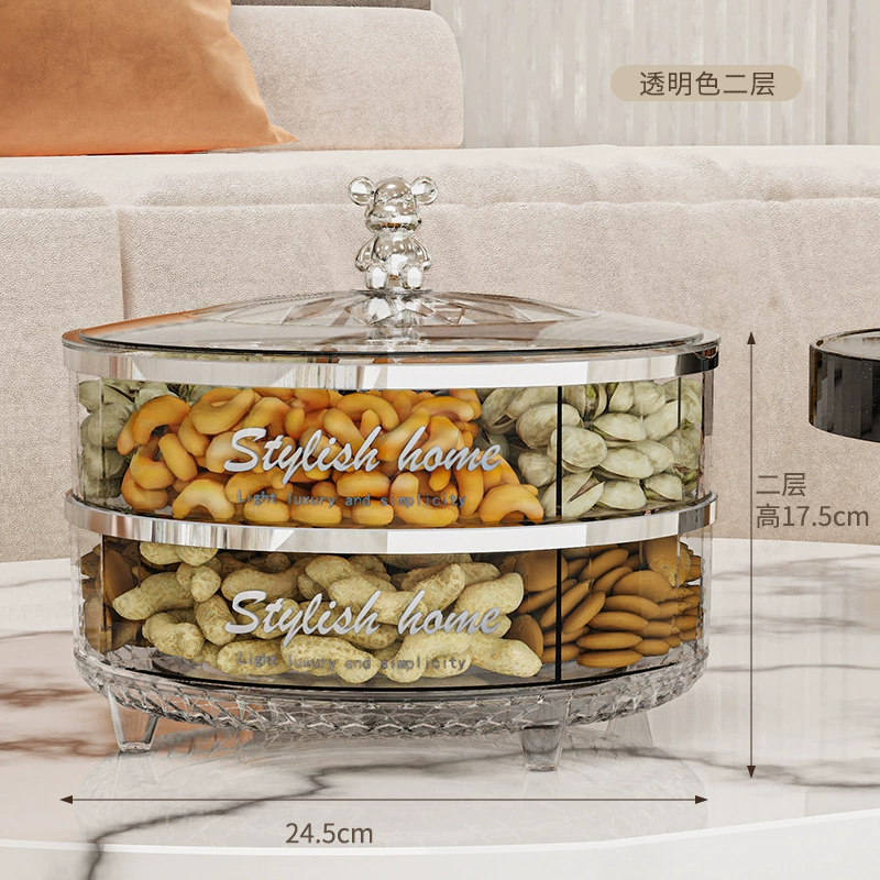 Candy box double -layer rotation fruit plate new home living room light luxury water fruit plate multi -layer sideline snack set