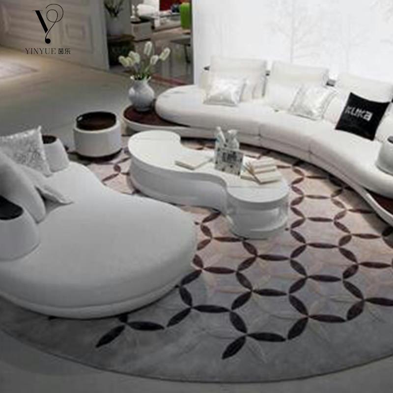 Combinación de sofá de cuero minimalista con costuras curvas de estilo italiano, lujo ligero, club de alta gama, hotel, villa, sofá creativo