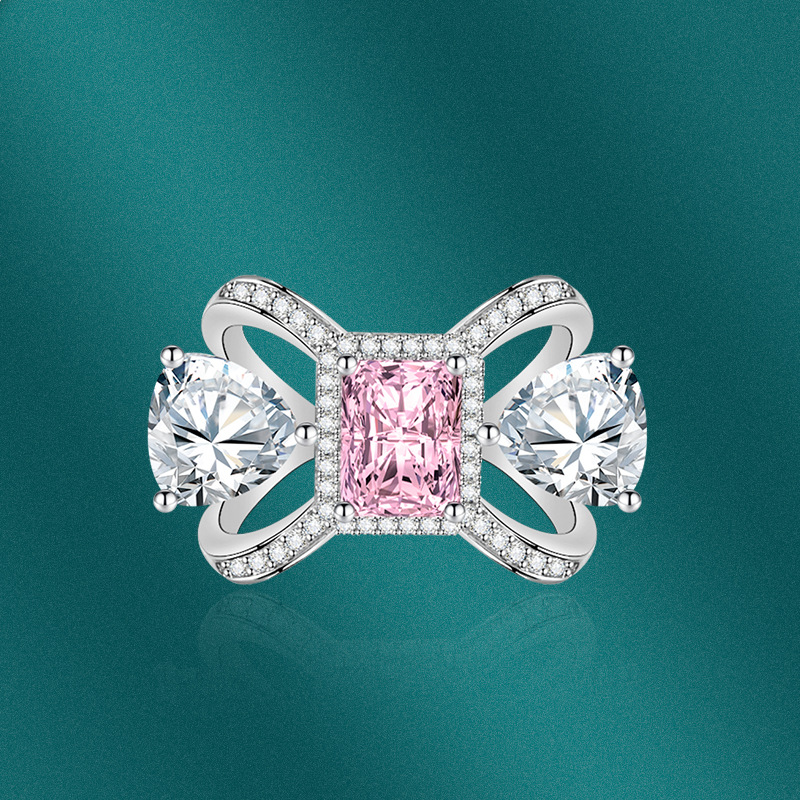 Fashion Bow Knot Copper Plating Zircon Open Ring 1 Piece