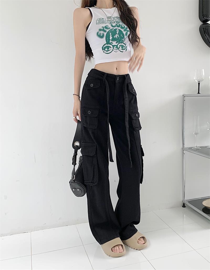 Women's Street Streetwear Solid Color Full Length Patchwork Casual Pants Cargo Pants display picture 5