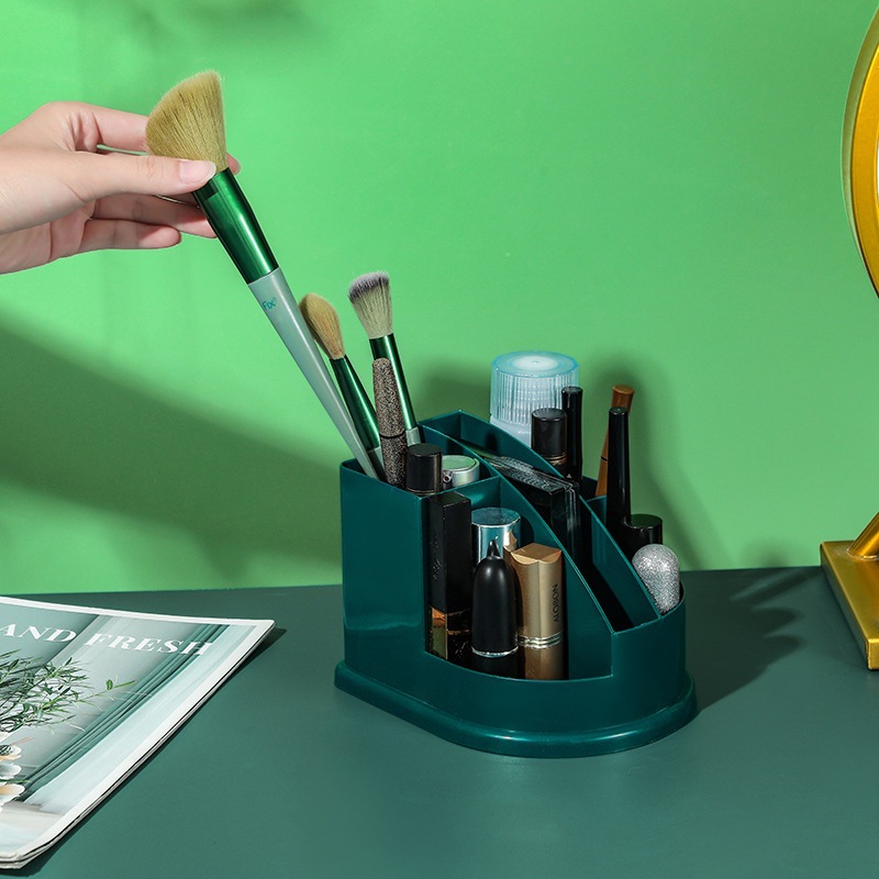 Contenedor de brochas de maquillaje, portalápices, organizador de brochas de belleza, caja de almacenamiento de cosméticos con compartimentos de escritorio y caja de brochas de belleza con perlas.