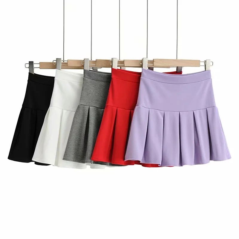 fashion solid color pleated skirt  NSHS25259