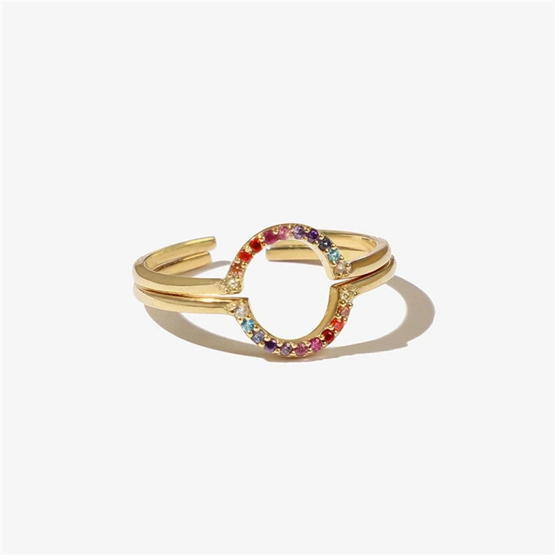 Fashion Geometric Copper Open Ring Plating Zircon Copper Rings