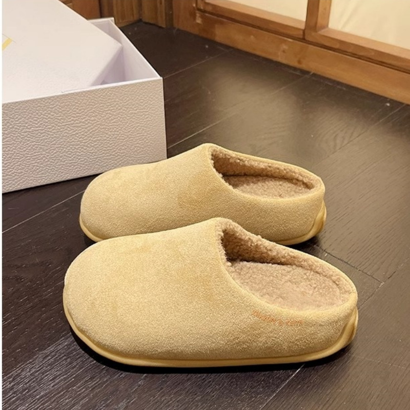 Platform-soled Birkenth Slippers for Outer Wear High-end Feeling Baotou fleece-lined Warm Snow Boots Ugly Cute Niche Design Slippers for Women