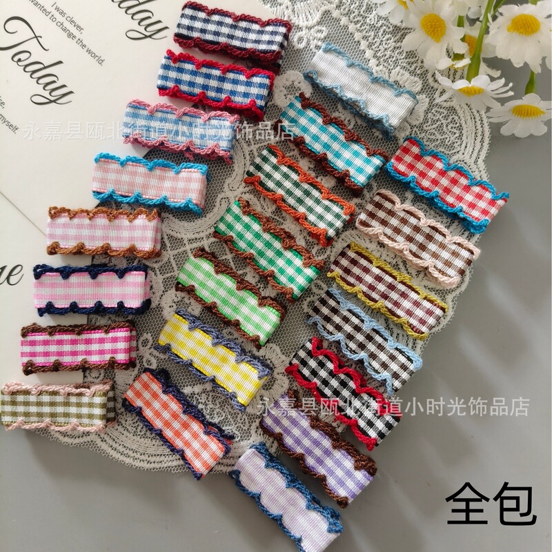 New 1.4 Wide All-Inclusive Wavy Edge Plaid 3.5-6cm Double Fork Clip DIY Handmade Hairpin Accessories Jewelry Accessories