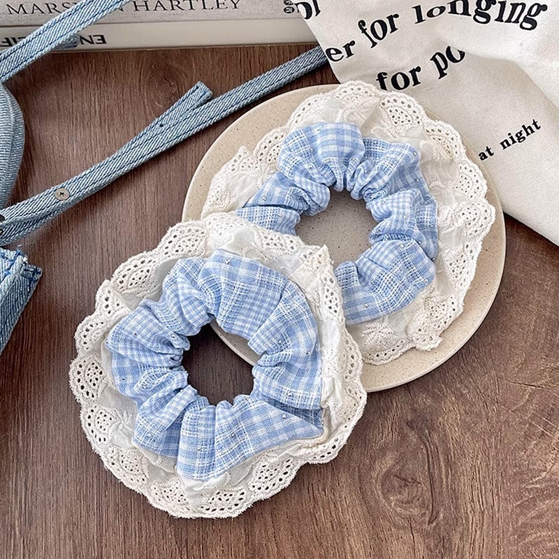 Anillo de cabello coreano de rayas de intestino grande de alta calidad para mujeres cuerdas de cabello lindas cuerdas de cabello de banda de goma de alta elasticidad cubierta de cabello