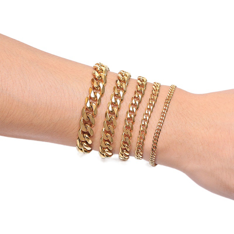 2025 Gold New Fashion Cuban Chain Men's Necklace Bracelet Stainless Steel 3/5/7/9mm Wide Chain for Men