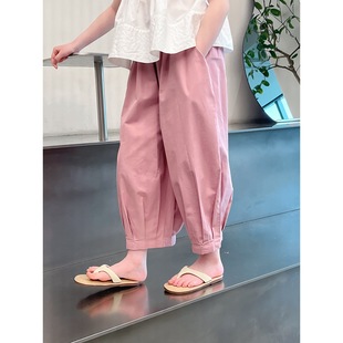 Girls' Stylish Cropped Loose Pants Children's Casual Harem Long Pants Big Kids Mosquito-Proof Pants 2025 Summer New Style
